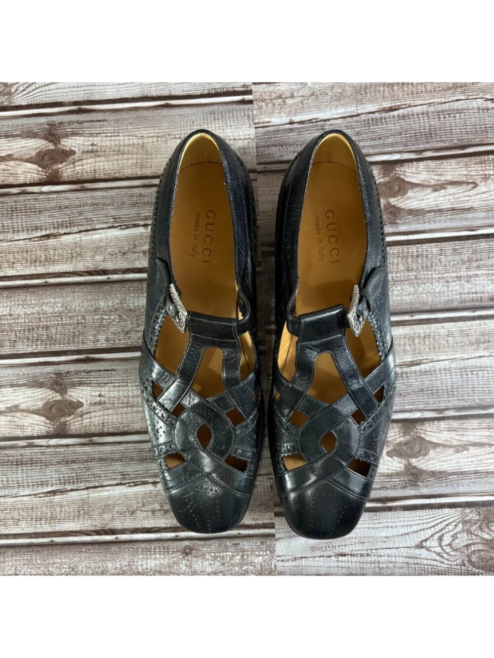 Gucci Brogue Leather Thesis Cutout Detail loafer sz 7 color black mspr $1410 NEW - Picture 2 of 9